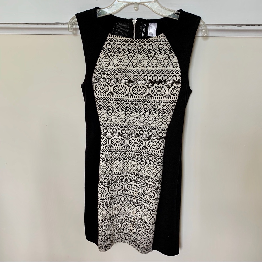 H&M Black & White Tribal Print Bodycon Dress
